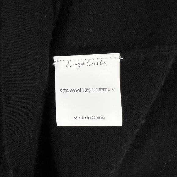 ENZA COSTA Tissue Cashmere Tank Top Womens Medium Black Scoop Knit Layering NEW - Picture 10 of 13